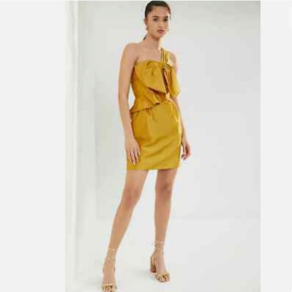 Hutch by Anthropologie Gold Bow Tie Mini Dress Size 2 NWOT